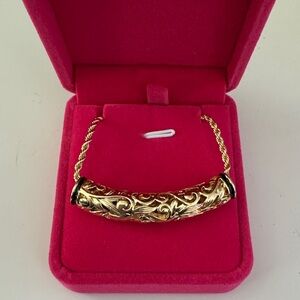 Islander Style Tribal Carved Pendant Necklace | 14K Golden Plated